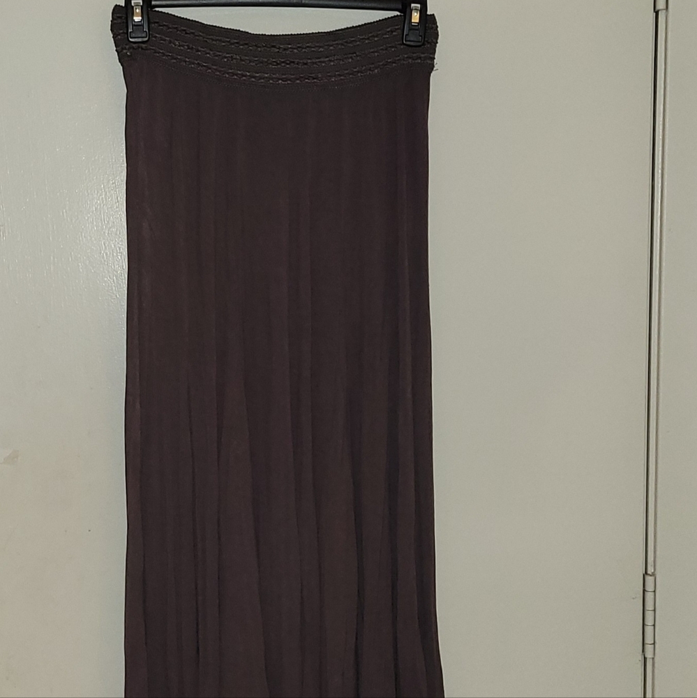 Brown Maxi Skirt, L. Elastic waist